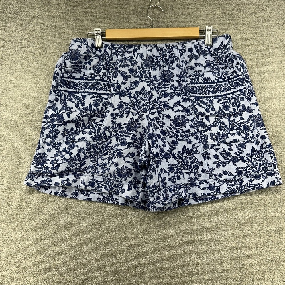J Jill Shorts Women Size Small Blue Floral Lenin Blend Casual